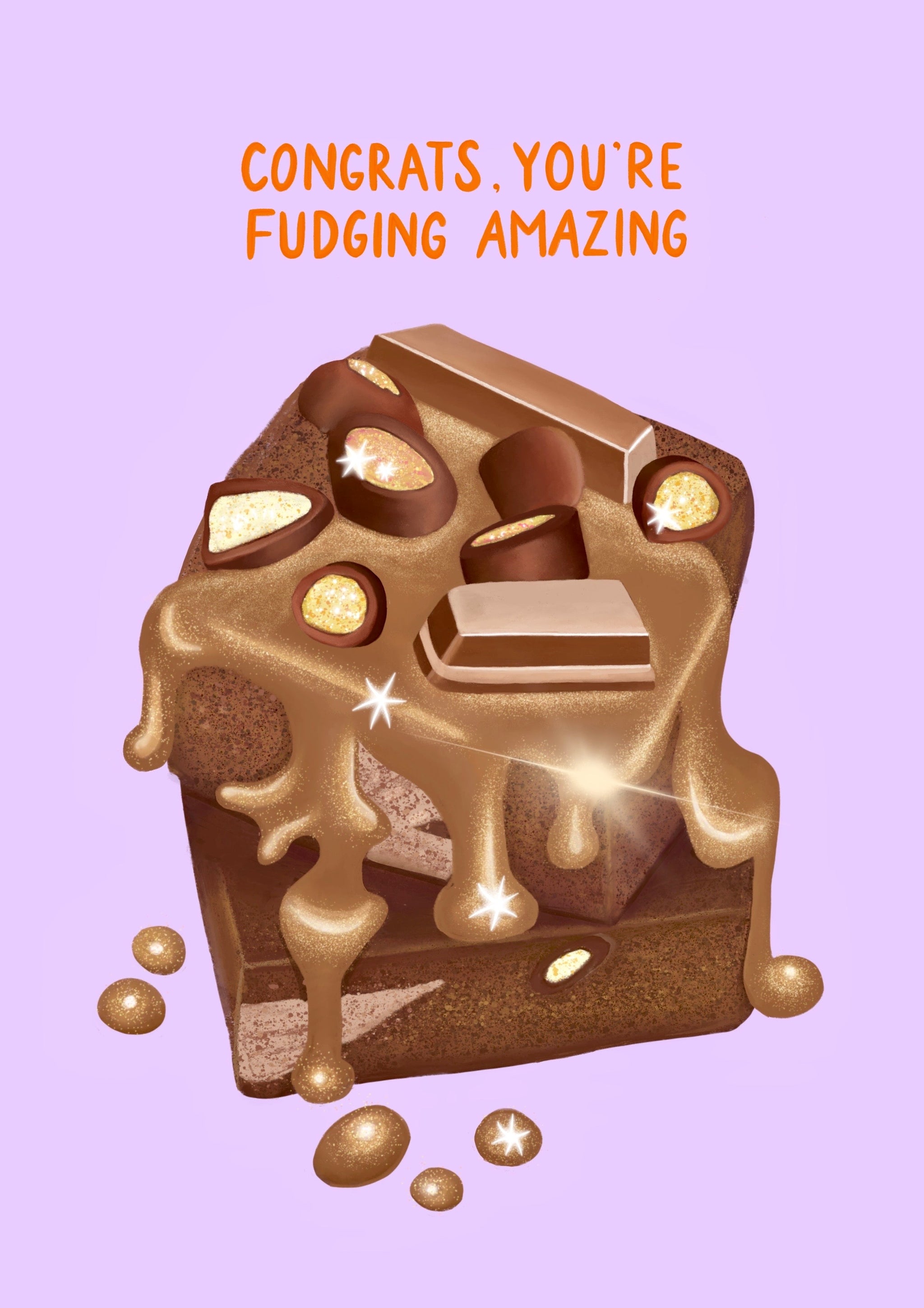 illustrated greeting card with brownies that says congrats you&