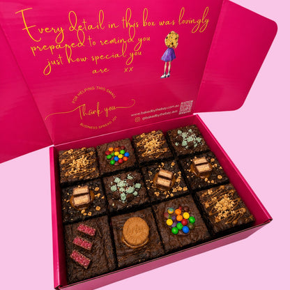 Assorted box of rich fudge brownies in Baked by the Bay&